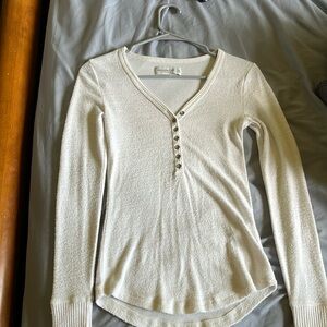 Abercrombie and Fitch Cream Henley Long-sleeve